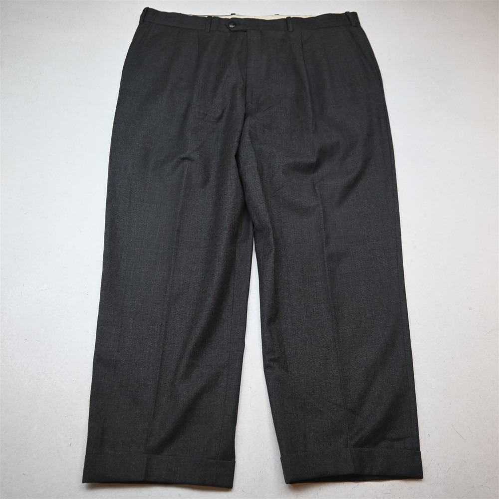JB Britches 40x28 Gray Wool Cashmere Flannel Pleated Cuffed Winston Dress Pants